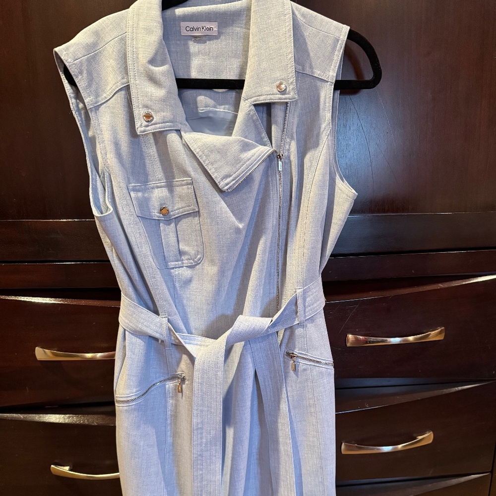 Calvin Klein light blue wrap dress